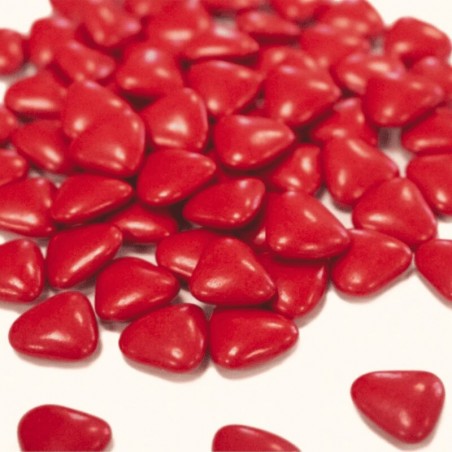 Dragées cœur chocolat rouge classique pour cérémonie de mariage ou baptême