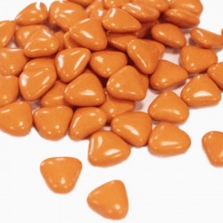 Dragées cœur chocolat orange pour ambiance chaleureuse, confiserie Le Cygne Bleu Golbey
