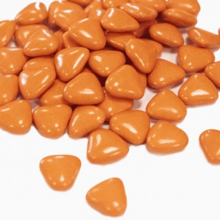 Dragées cœur chocolat orange pour ambiance chaleureuse, confiserie Le Cygne Bleu Golbey