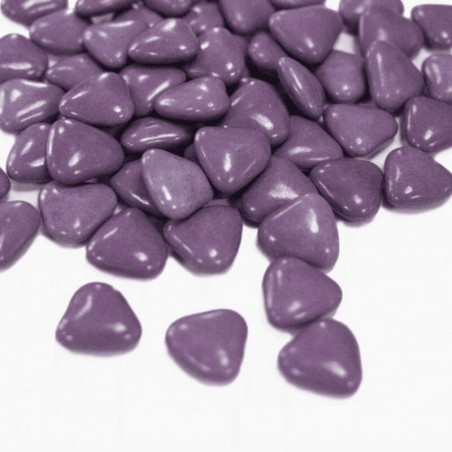 Dragées cœur chocolat violet pour thème romantique