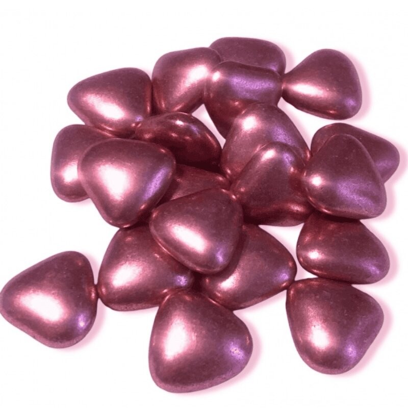 Mini dragées cœur chocolat rose or pour décoration chic et raffinée
