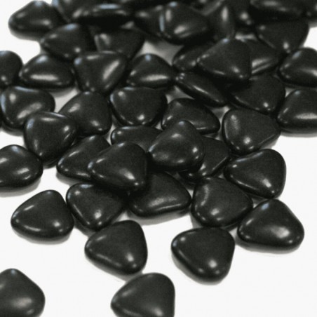 Dragées cœur chocolat noir intense pour décoration élégante et moderne, Le Cygne Bleu à Golbey