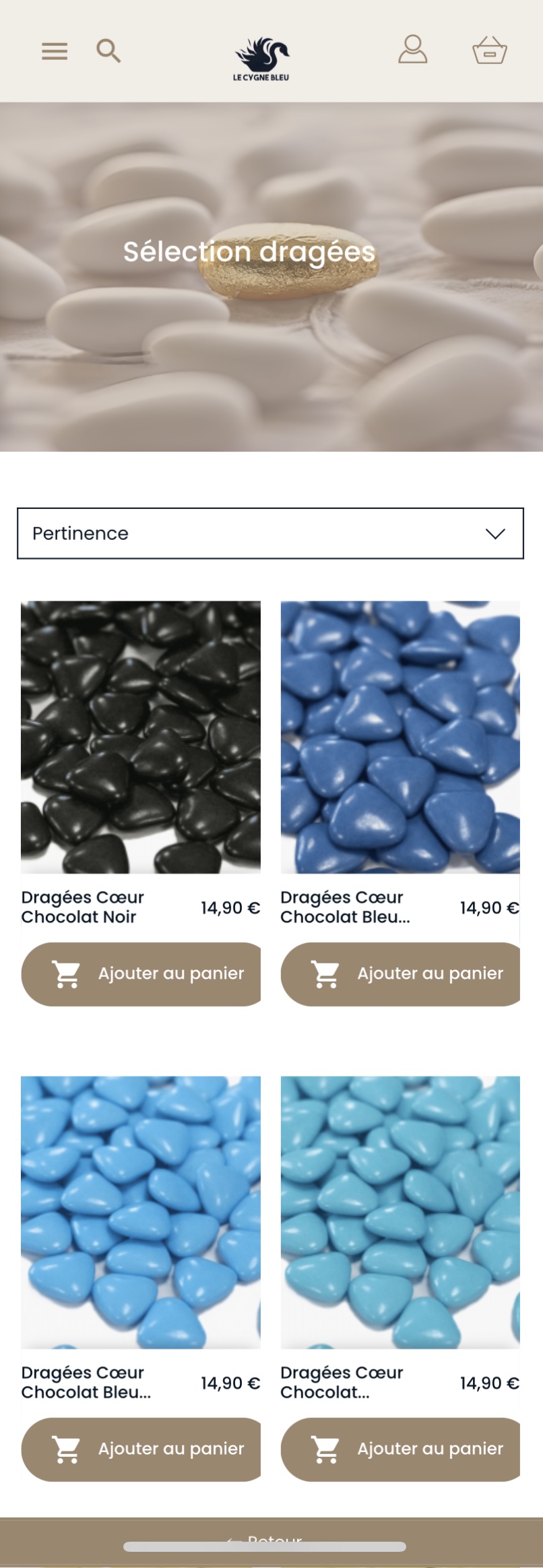 Dragées amandes, Dragées chocolats, Confiserie Le Cygne Bleu à Golbey les Vosges